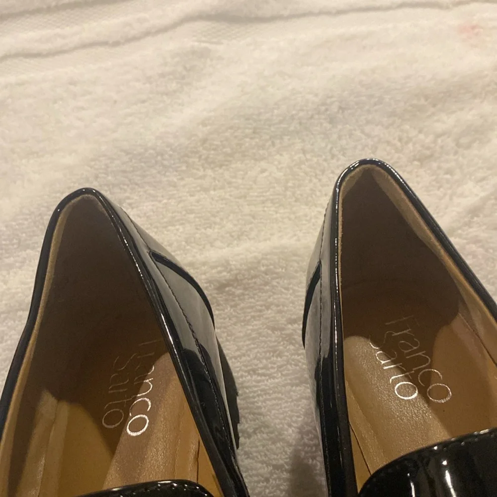 Franco Sarto Black Patent Loafers with Tassels - Picture 7 of 9